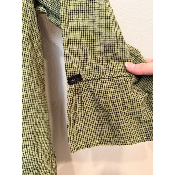 Habitat Green Checked Multi Pattern Tunic Blouse Medium 3/4 Sleeves Lagenlook - Picture 4 of 10
